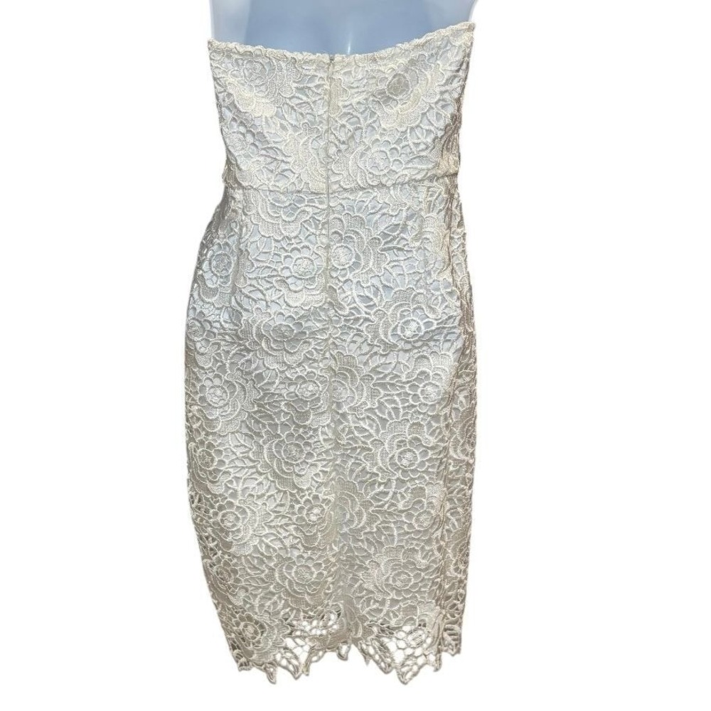 MM Couture Miss Me White‎ Strapless Lace Mini Dress Medium Wedding Cocktail - Picture 3 of 12